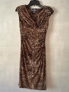 American Living Leopard Print Midi Dress - Brown/Tan